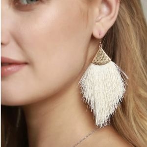 𝅺NEW BOHO Feather Tassel Fringe Drop Hook Earrings